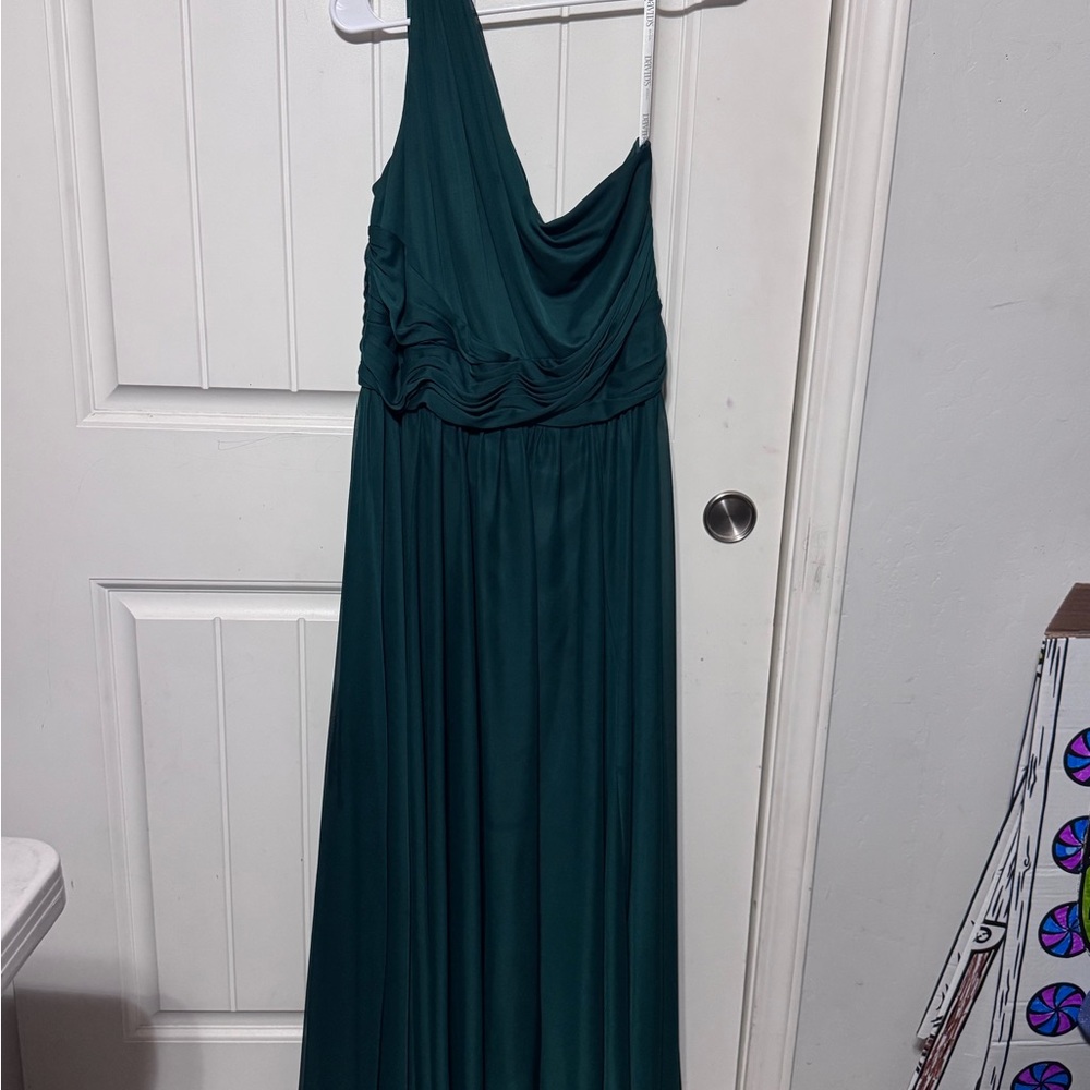 David's Bridal One-Shoulder Deep Teal Gown